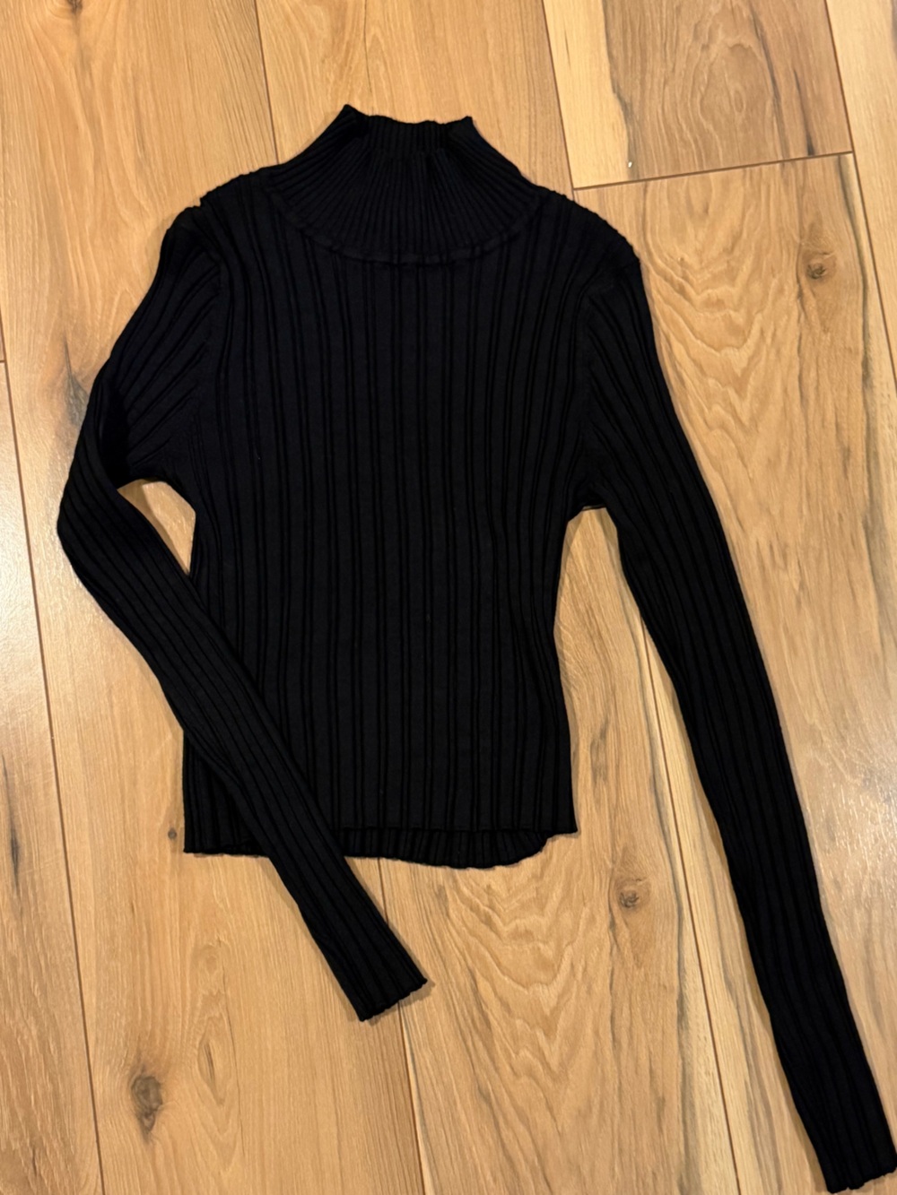 Pink Republic Black Ribbed Mock Turtleneck Top